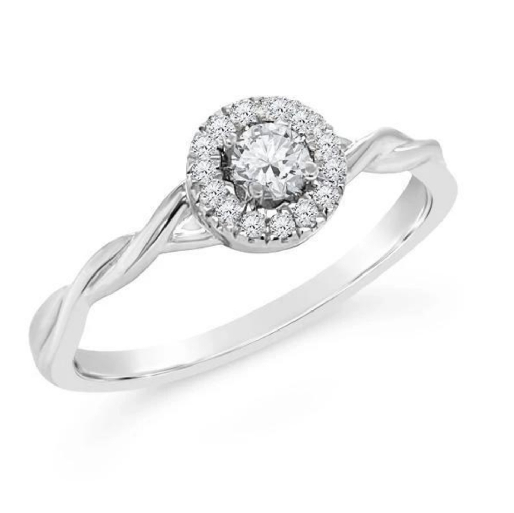 💍GENUINE 1/5CT DIAMOND HALO TWIST RING💍